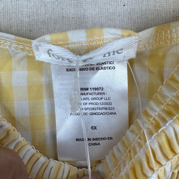 New‎ Forever Me Sleeveless Gingham Girls Dress size 6X Yellow/White - Picture 2 of 6